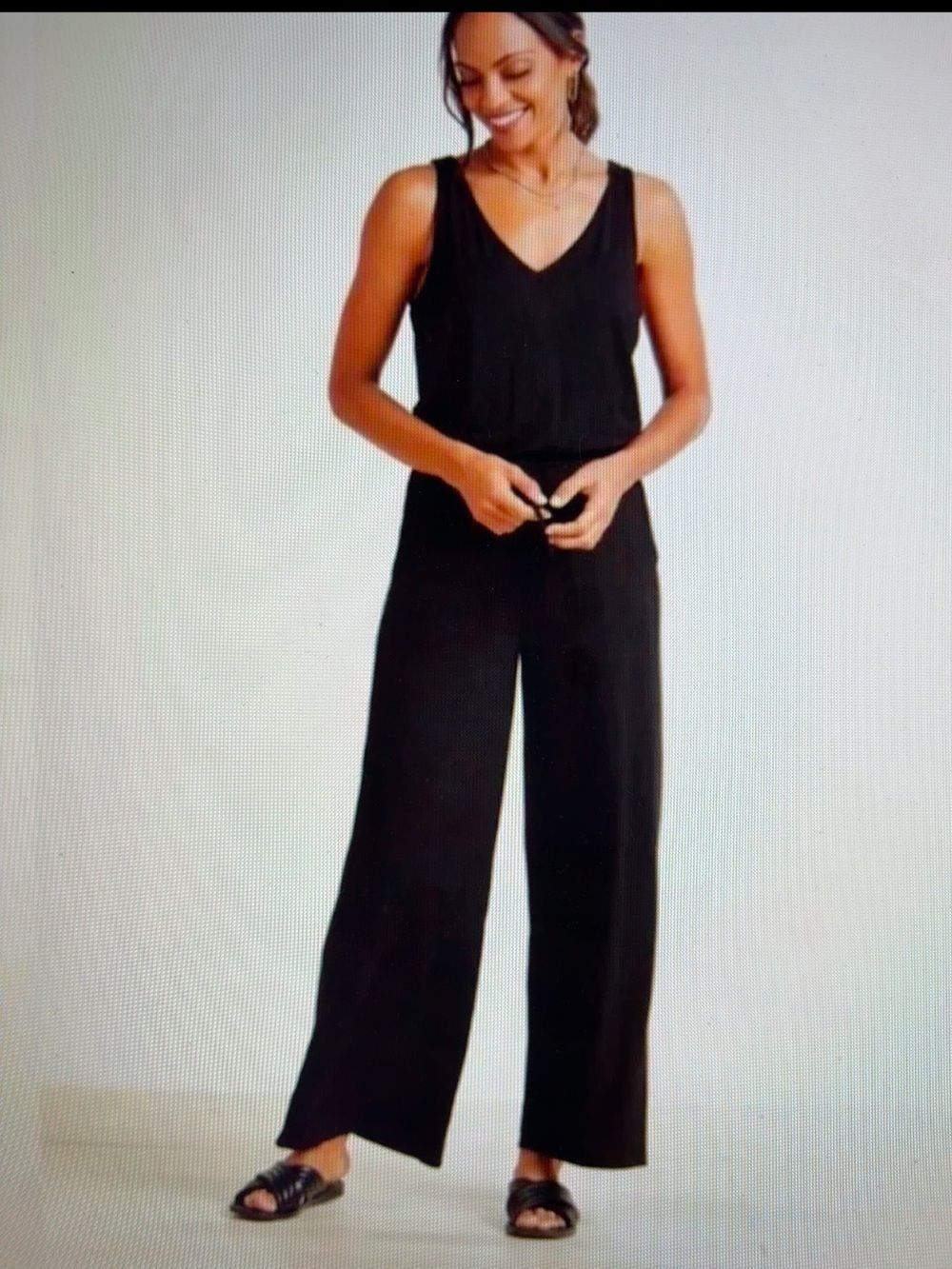 Michael Stars One piece Drawstring Waist tank style jumpsuit romper size L